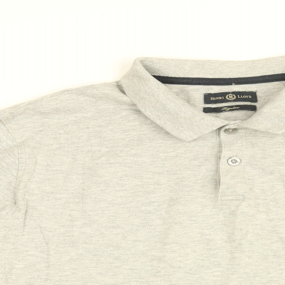 Henri Lloyd Mens Grey Cotton Polo Size L Collared Button