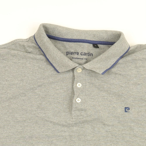 Pierre Cardin Mens Grey Cotton Polo Size XL Collared Button