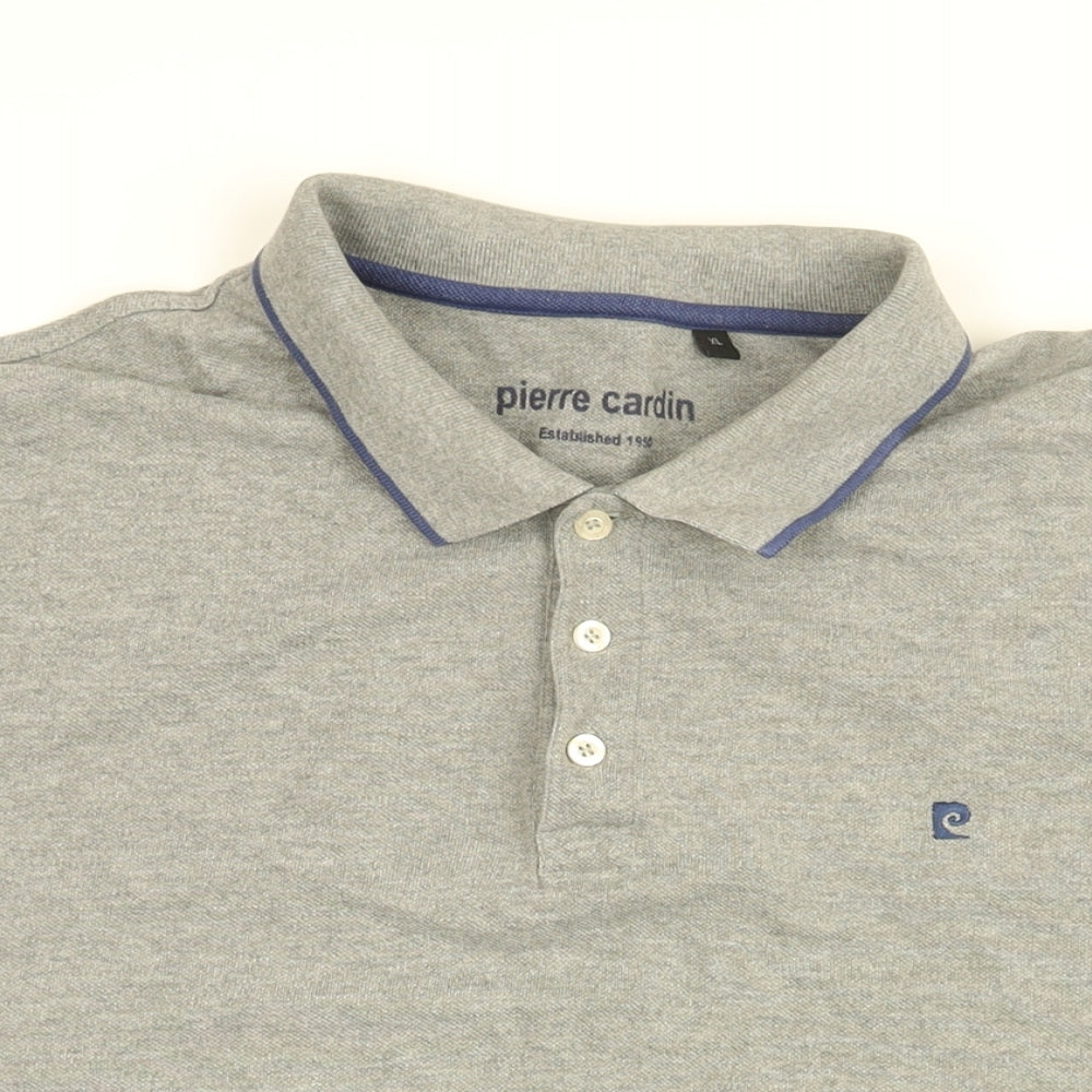 Pierre Cardin Mens Grey Cotton Polo Size XL Collared Button