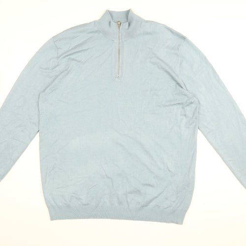 ONLY & SONS Mens Blue High Neck Viscose Pullover Jumper Size 2XL Long Sleeve