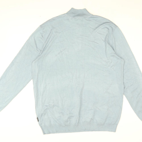 ONLY & SONS Mens Blue High Neck Viscose Pullover Jumper Size 2XL Long Sleeve