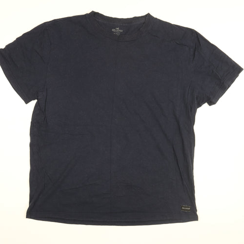 Hollister Mens Blue Cotton T-Shirt Size XL Round Neck