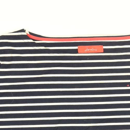 Joules Womens Blue Striped Cotton Basic T-Shirt Size 14 Round Neck - Bee and Star Embroidery