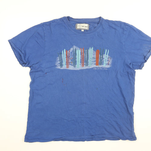 Fat Face Mens Blue Cotton T-Shirt Size L Round Neck - Life Is Out There