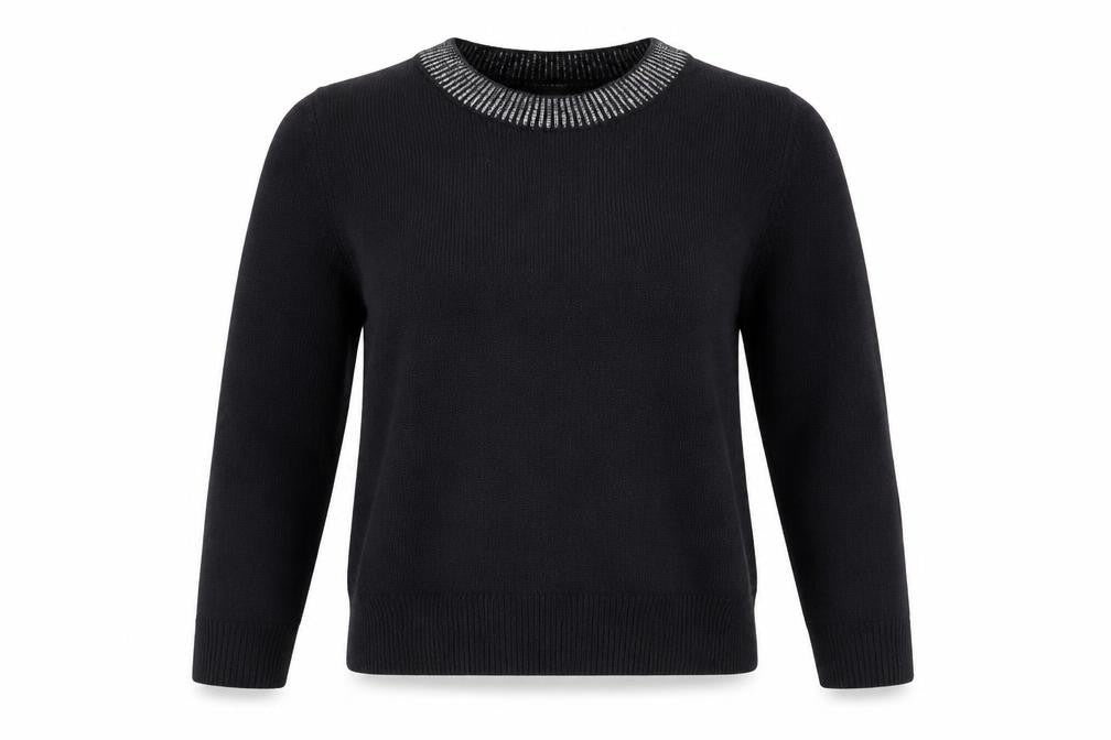 Front view of Gap women’s blue round neck acrylic jumper, size S