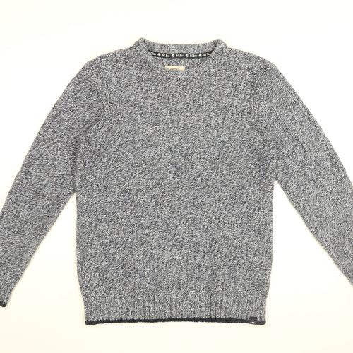 Fat Face Mens Blue Round Neck Cotton Pullover Jumper Size S Long Sleeve