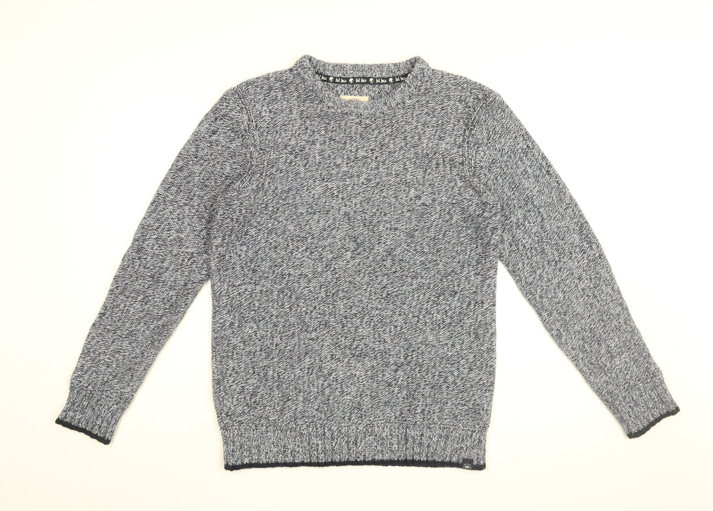Fat Face Mens Blue Round Neck Cotton Pullover Jumper Size S Long Sleeve