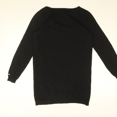 NOOM Womens Black Round Neck Cotton Pullover Jumper Size S