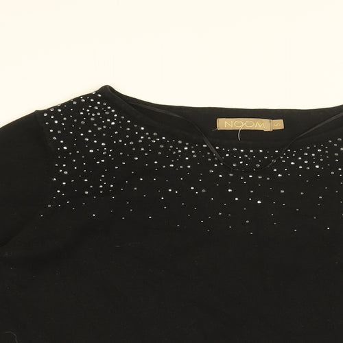 NOOM Womens Black Round Neck Cotton Pullover Jumper Size S