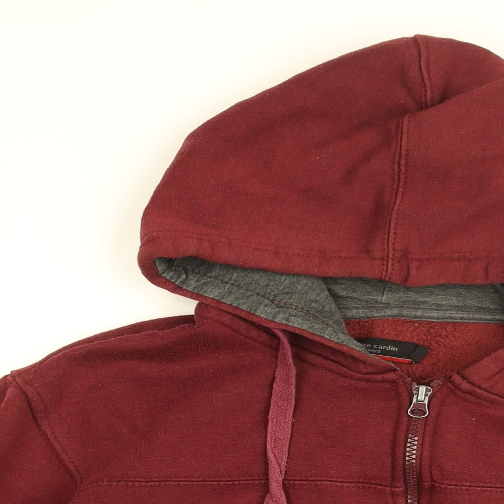 Pierre Cardin Mens Red Cotton Full Zip Hoodie Size L