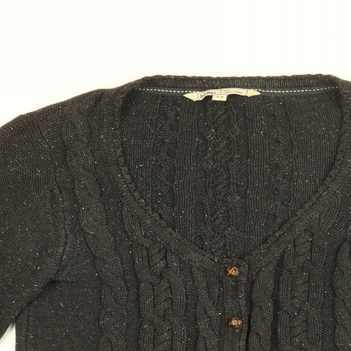 Fat Face Womens Black V-Neck Cotton Cardigan Jumper Size 10