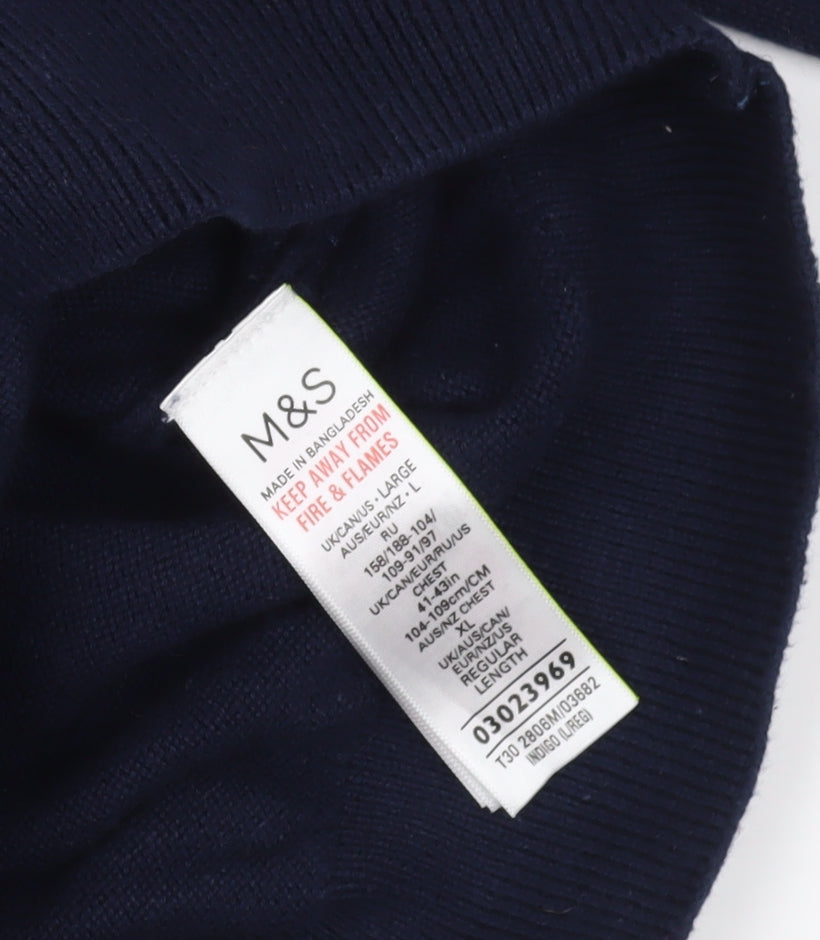 Marks and Spencer Blue Cotton Pullover Jumper L