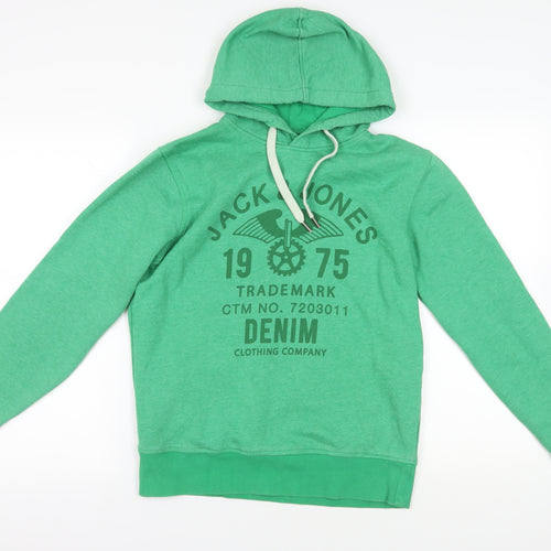 Jack & Jones Green Pullover Hoodie, Size M, Casual Graphic