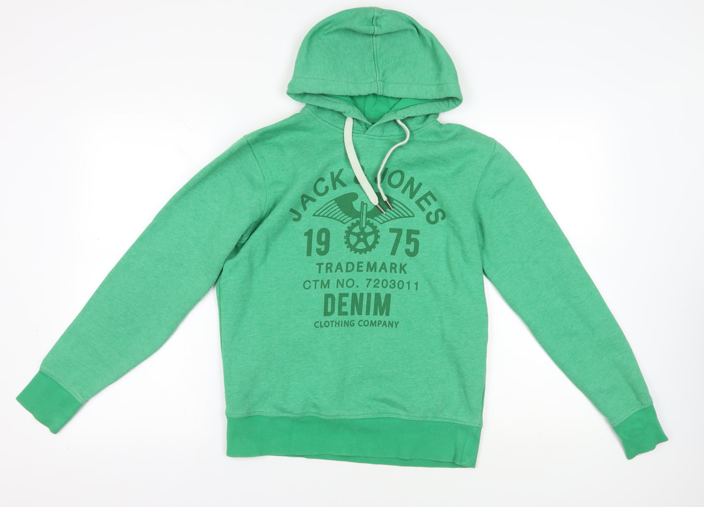 Jack & Jones Green Pullover Hoodie, Size M, Casual Graphic