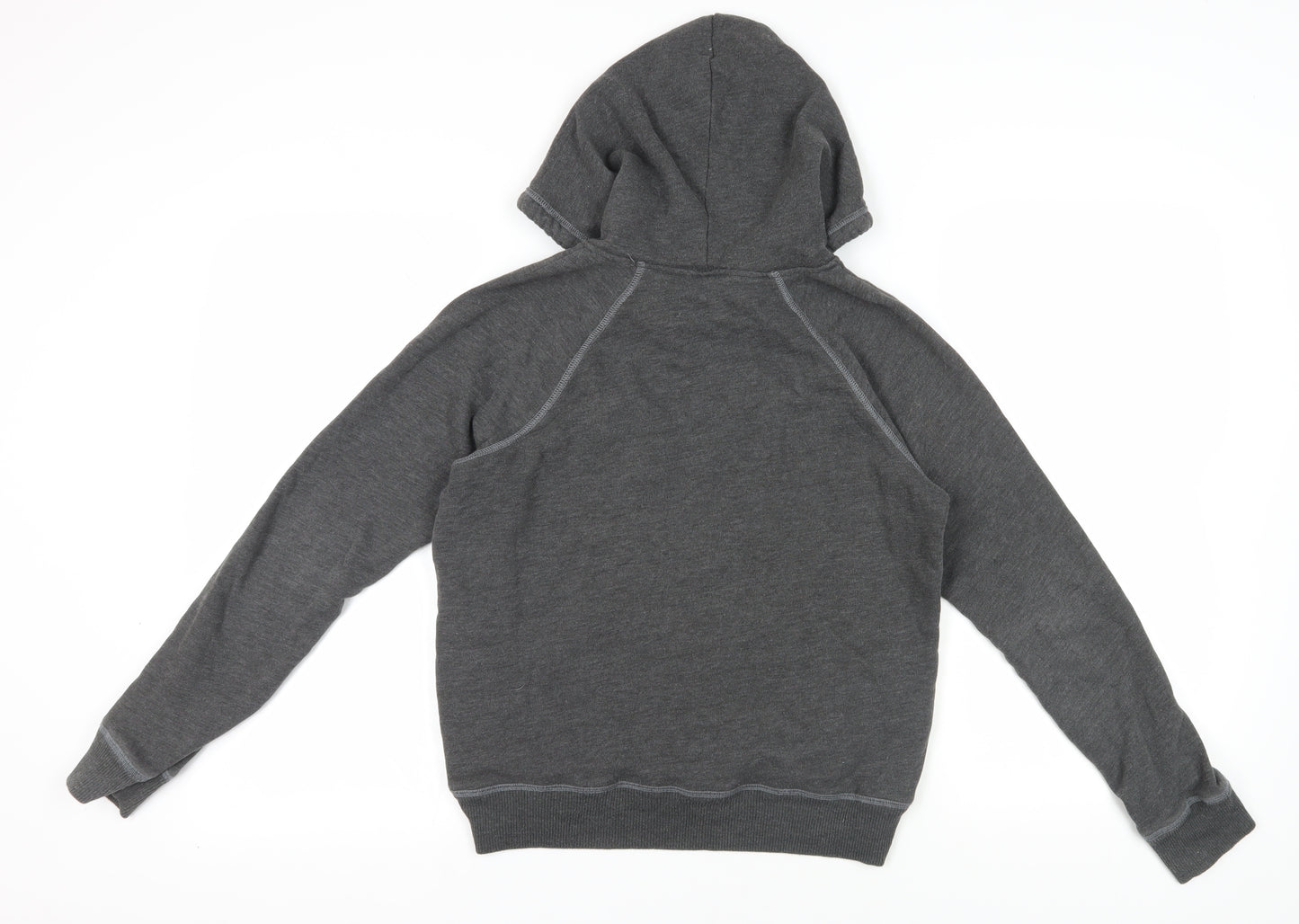 Hollister Grey Logo Hoodie M Unisex Fleece Pullover