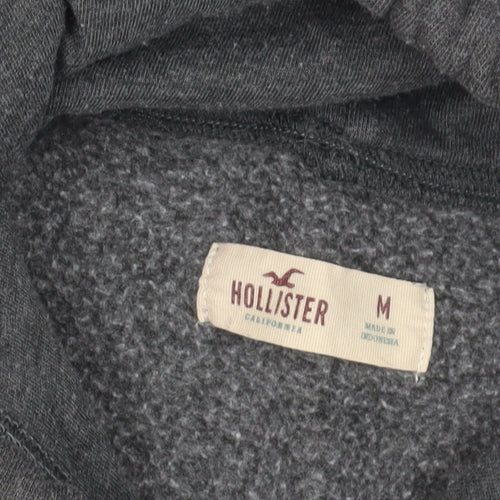 Hollister Grey Logo Hoodie M Unisex Fleece Pullover