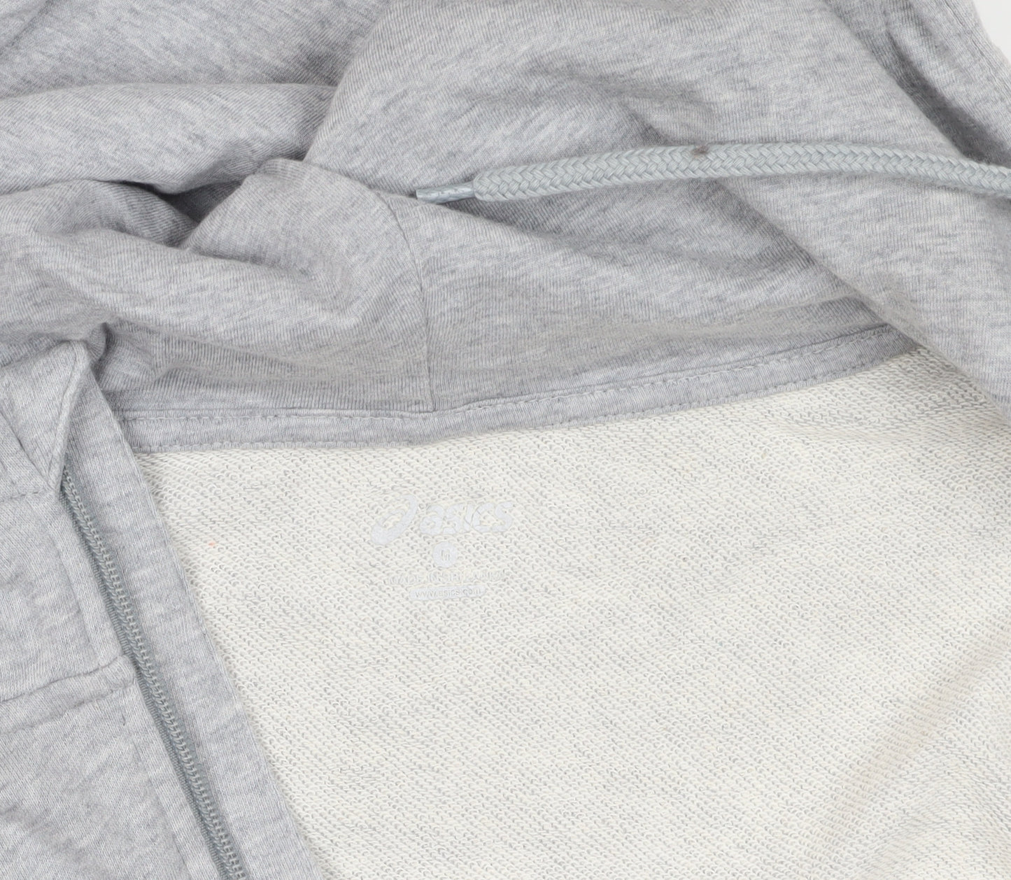 Asics Grey Full Zip Hoodie M - Classic Lightweight Hooded Top