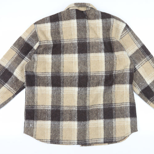 Brewster Beige Brown Plaid Jacket L Button-Up