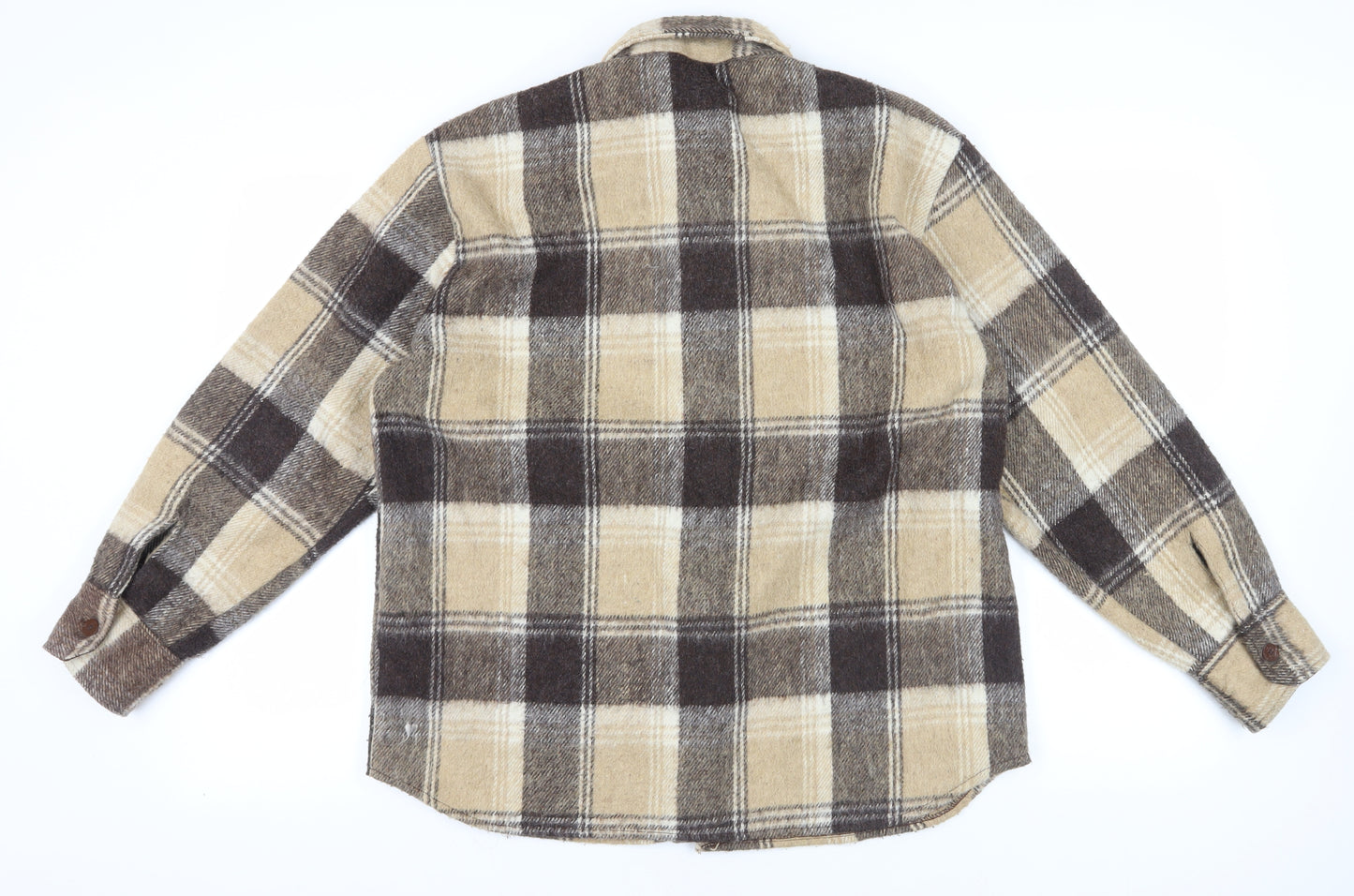 Brewster Beige Brown Plaid Jacket L Button-Up