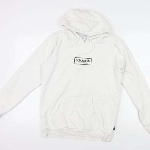 Adidas White Pullover Hoodie M with Logo