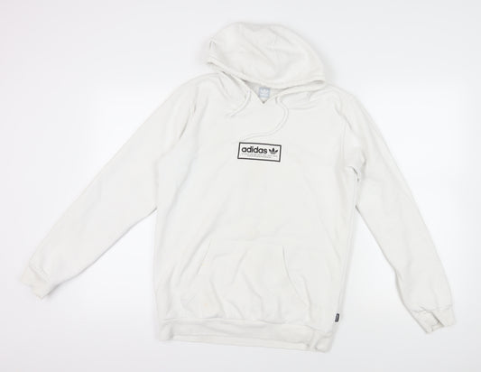 Adidas White Pullover Hoodie M with Logo