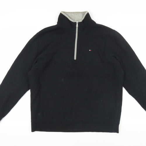 Tommy Hilfiger Black 1/4 Zip Sweatshirt, Size M