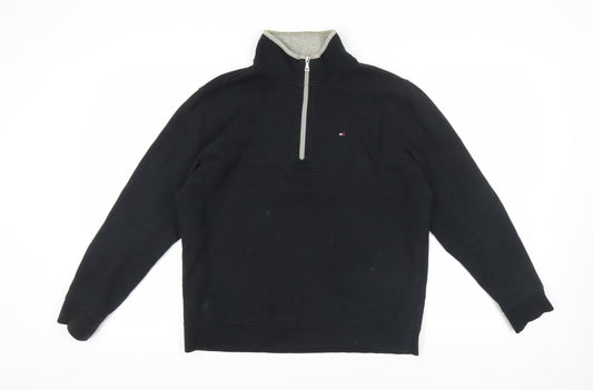 Tommy Hilfiger Black 1/4 Zip Sweatshirt, Size M