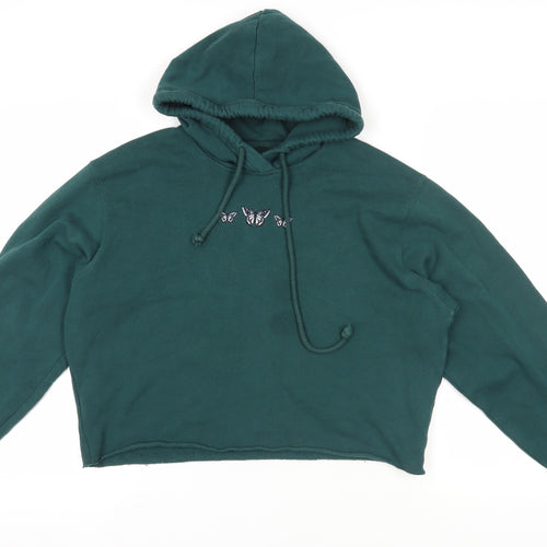 Hollister Green Embroidered Pullover Hoodie Medium