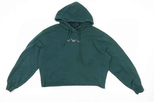 Hollister Green Embroidered Pullover Hoodie Medium