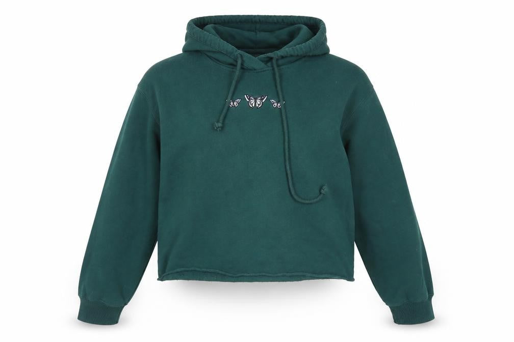 Front view of Hollister Green Embroidered Pullover Hoodie Medium