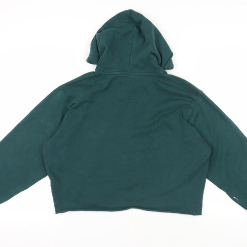 Hollister Green Embroidered Pullover Hoodie Medium