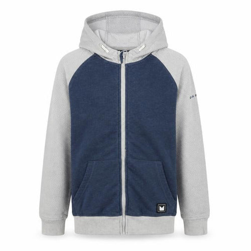 Blue Full Zip Hoodie with Grey Sleeves for Boys 11-12 Years