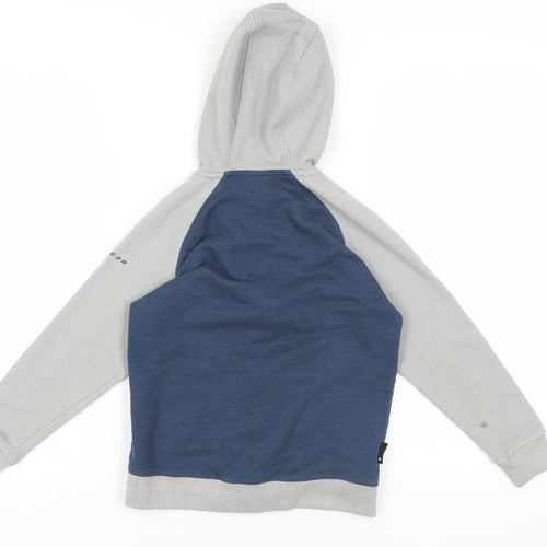 Blue Full Zip Hoodie with Grey Sleeves for Boys 11-12 Years
