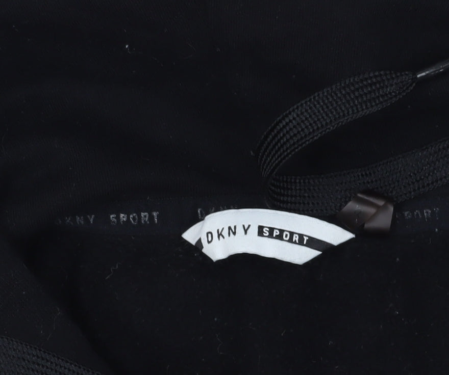 DKNY Black Pullover Hoodie, M, Cotton Blend, Logo Style