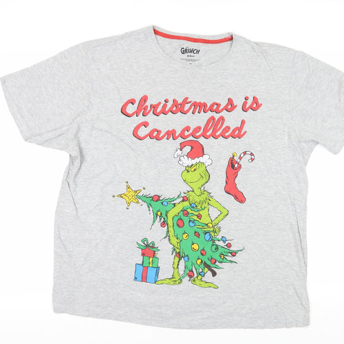 The Grinch Grey Christmas T-Shirt XL Funny Graphic Print