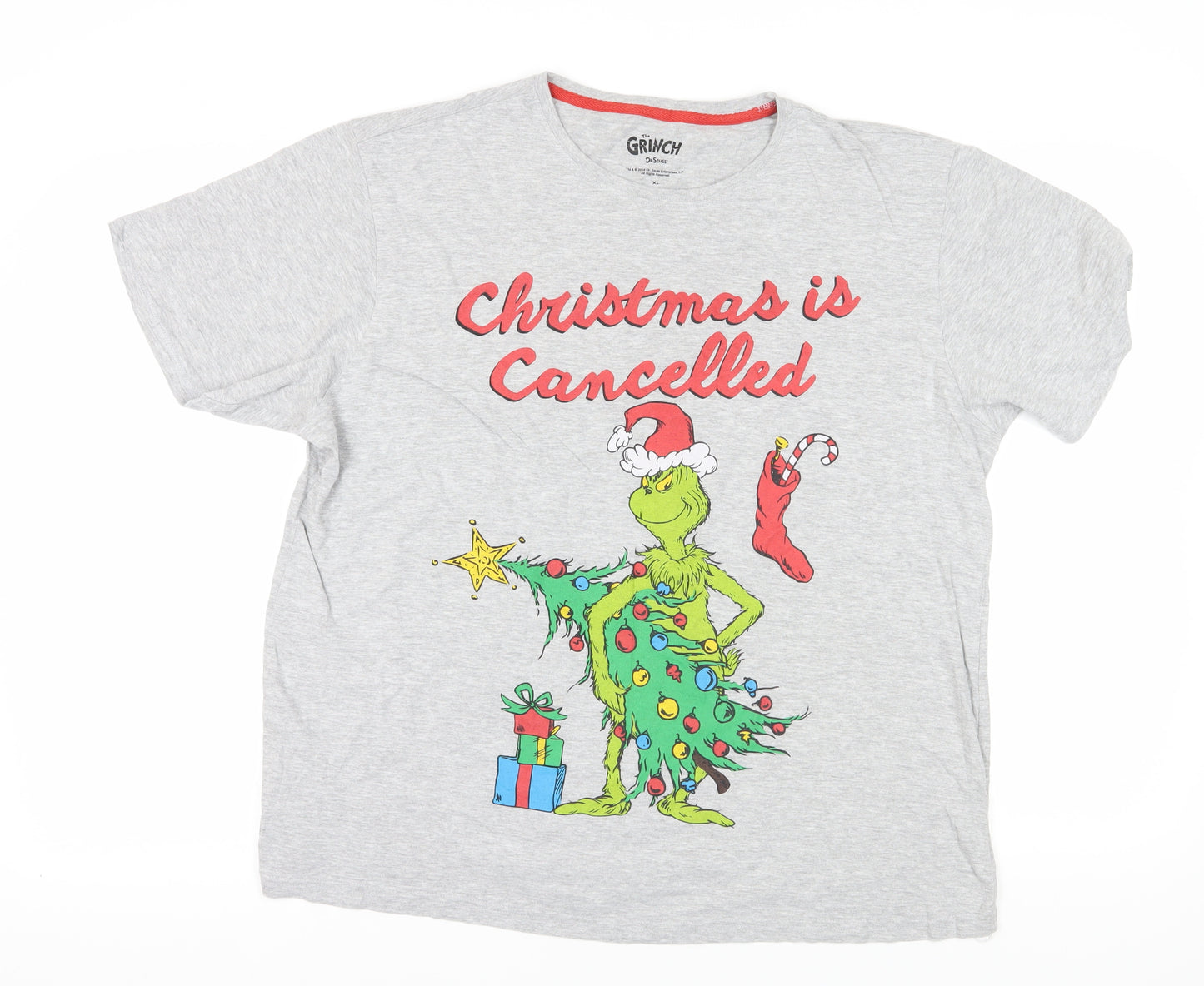 The Grinch Grey Christmas T-Shirt XL Funny Graphic Print