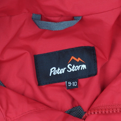 Peter Storm Red Rain Coat Boys 9-10Y Hooded Waterproof