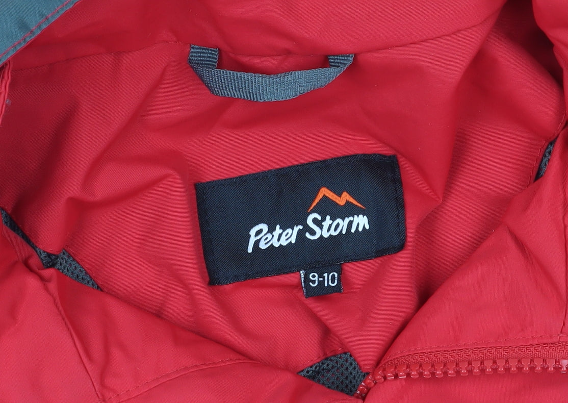 Peter Storm Red Rain Coat Boys 9-10Y Hooded Waterproof