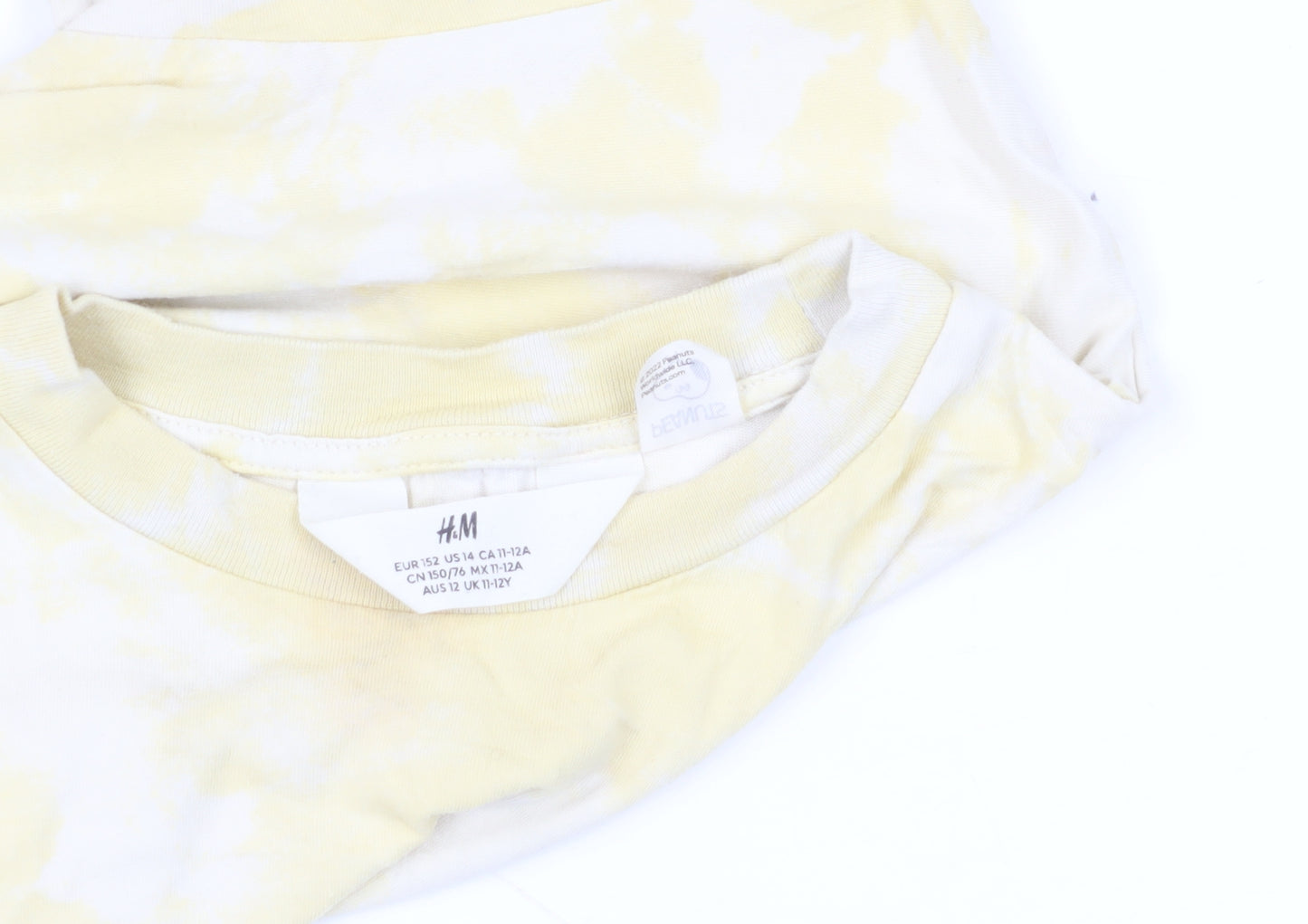 H&M Yellow Peanuts Graphic T-Shirt, Size 11-12 Years