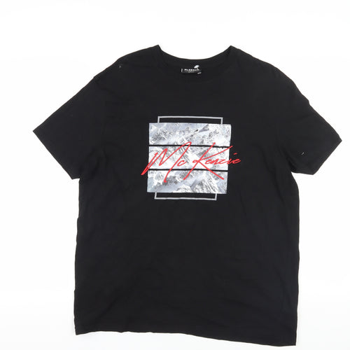 McKenzie Black Graphic T-Shirt, Large, Cotton Crew Neck