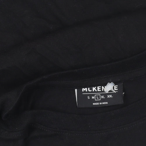 McKenzie Black Graphic T-Shirt, Large, Cotton Crew Neck