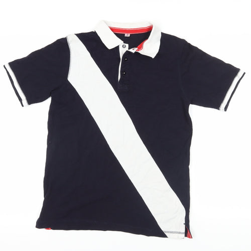 Front Row Black Colourblock Polo Shirt S