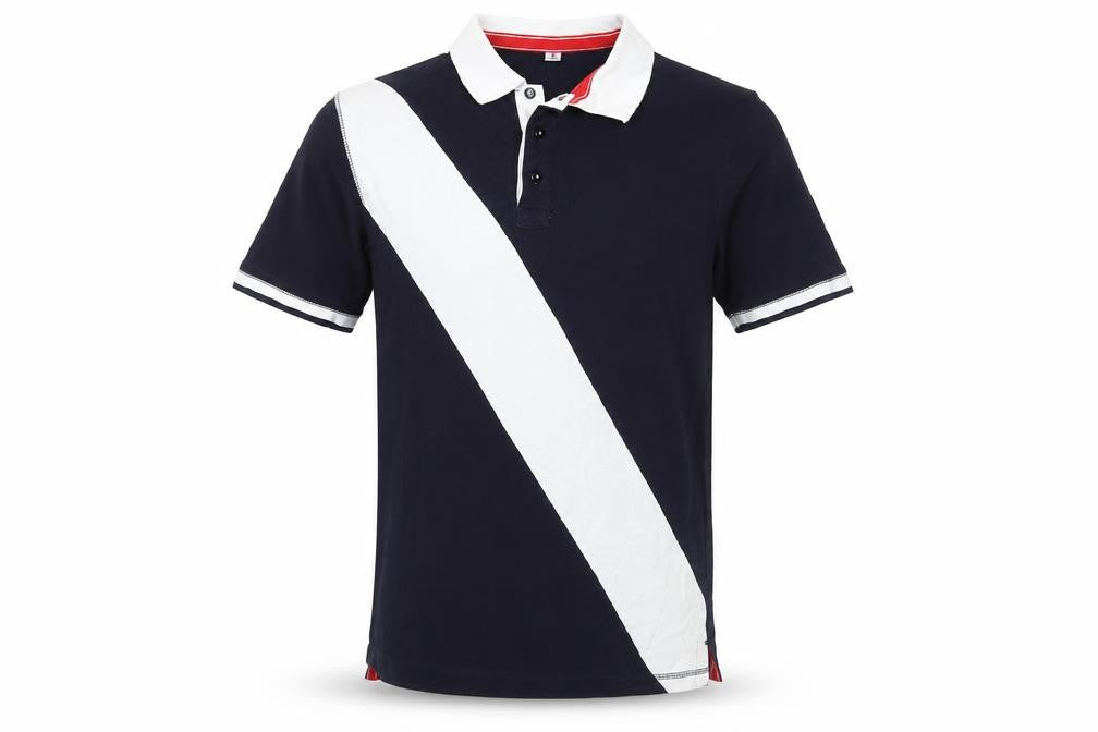Front view of Front Row Black Colourblock Polo Shirt S