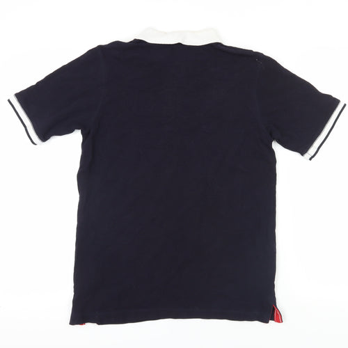 Front Row Black Colourblock Polo Shirt S