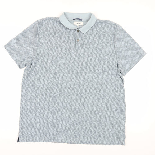 UNBIAS Blue Geometric Polo Shirt Size L