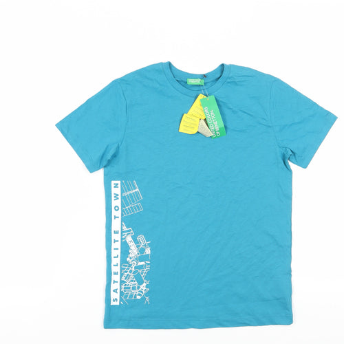 Benetton Boys Blue Graphic Print T-Shirt - 10-11 Years