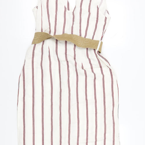 River Island Striped Linen Viscose Dress, Size 14