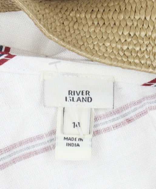 River Island Striped Linen Viscose Dress, Size 14