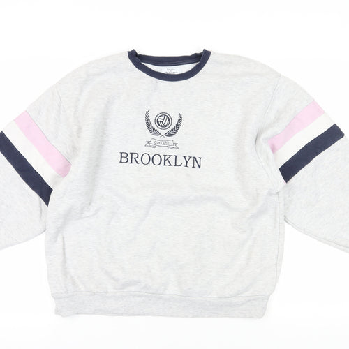 Bershka Grey Pullover Sweatshirt S - College Style