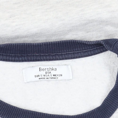 Bershka Grey Pullover Sweatshirt S - College Style